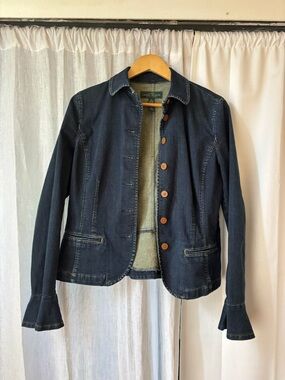 Dark Indigo Denim Jacket with Button Front